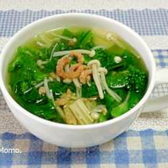 干し海老入り♪菜の花の中華スープ